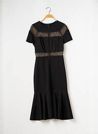 Robe mi-longue fermeture zippée au dos manches courtes noir ISABEL GARCIA femme