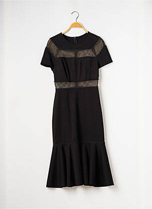 Robe mi-longue fermeture zippée au dos manches courtes noir ISABEL GARCIA femme