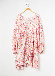 Robe mi-longue imprimé fleurs manches longues rose H&M femme