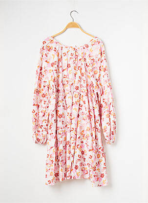Robe mi-longue imprimé fleurs manches longues rose H&M femme