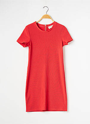Robe courte fermeture zippée au dos manches courtes orange ZARA femme