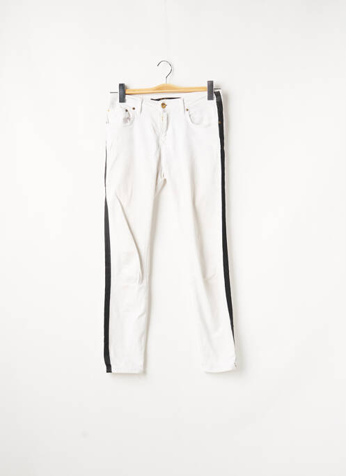 Jeans coupe slim broderie rivets taille normale blanc ZARA femme