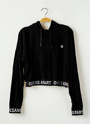 Sweat-shirt à capuche finition bords-côtes manches longues noir OCEANS APART femme