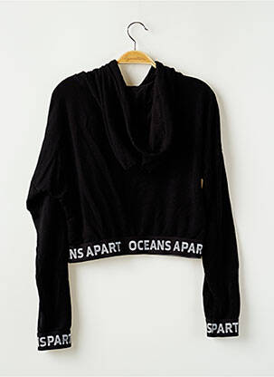 Sweat-shirt à capuche finition bords-côtes manches longues noir OCEANS APART femme