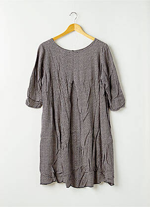 Robe mi-longue imprimé fantaisie manches courtes bleu DEVERNOIS femme