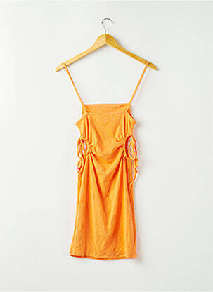 Robe courte coupe cintrée fines bretelles orange ZARA femme