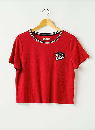 Top stretch manches courtes rouge HOLLISTER femme