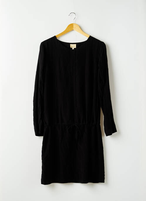 Robe mi-longue coupe fluide manches longues noir BELAIR femme