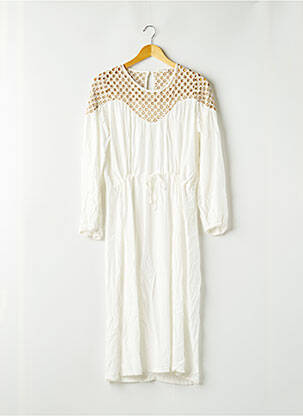 Robe mi-longue coupe fluide manches longues blanc BELAIR femme