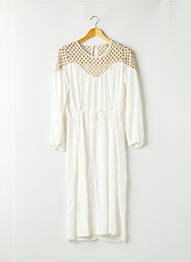 Robe mi-longue coupe fluide manches longues blanc BELAIR femme