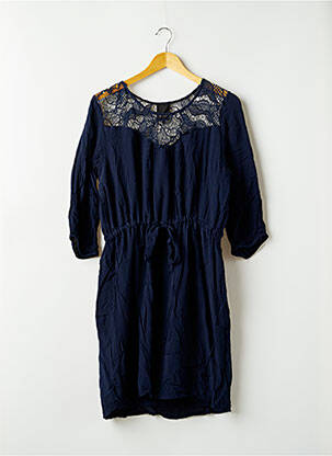 Robe mi-longue coupe fluide manches 3/4 bleu ICHI femme
