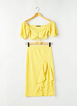 Ensemble jupe manches courtes jaune BOOHOO femme