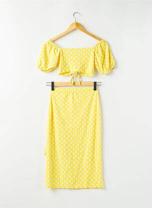 Ensemble jupe manches courtes jaune BOOHOO femme