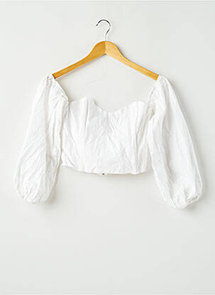 Top col v manches 3/4 blanc NA-KD femme
