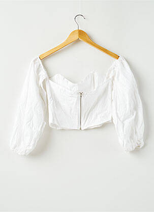 Top col v manches 3/4 blanc NA-KD femme