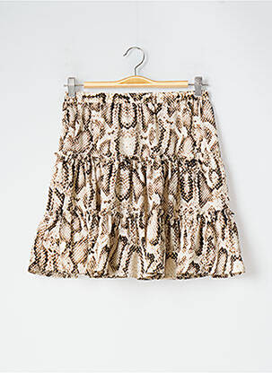 Jupe courte taille élastique beige SANS MARQUE femme