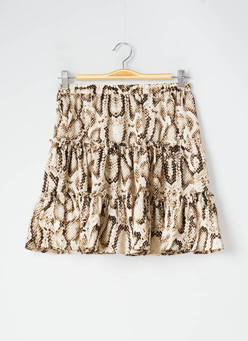 Jupe courte taille élastique beige SANS MARQUE femme