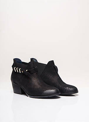 Bottines/boots tissage satiné talon plat jusqu'à 3cm noir SCHMOOVE femme