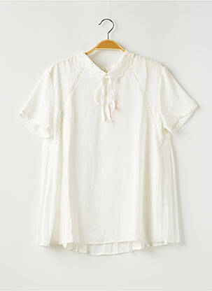 Blouse tissage crêpe manches courtes blanc GRACE & MILA femme