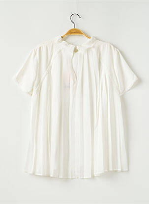 Blouse tissage crêpe manches courtes blanc GRACE & MILA femme