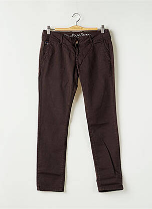 Pantalon chino fermeture zippée sous rabat boutonné taille normale marron SIXTY SEVEN femme