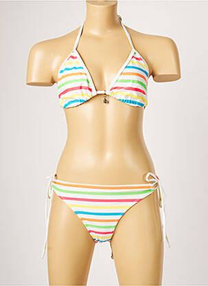 Maillot de bain 2 pièces stretch haut triangles beige LITTLE MARCEL femme
