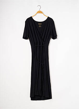 Robe mi-longue manches courtes manches courtes noir LES LUNES femme
