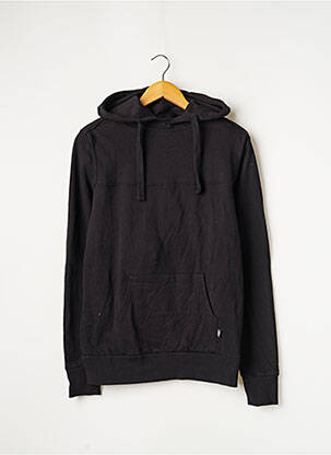 Sweat-shirt à capuche finition bords-côtes manches longues noir MAMA HANGS femme
