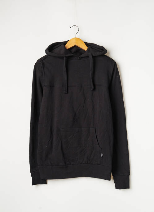 Sweat-shirt à capuche finition bords-côtes manches longues noir MAMA HANGS femme