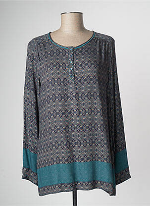 Blouse tissage popeline manches longues bleu TERRE DE FÉES femme