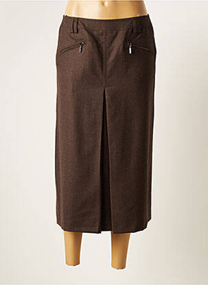 Jupe mi-longue coupe droite marron BASLER femme