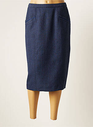 Jupe mi-longue taille à pinces bleu PAUPORTÉ femme