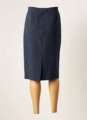 Jupe mi-longue taille à pinces bleu WEINBERG femme