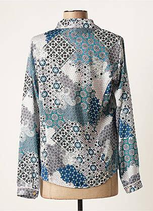 Chemisier imprimé fleurs manches longues bleu PAUPORTÉ femme