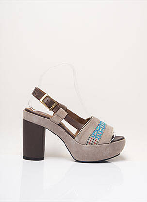 Sandales/nu pieds semi compensé talon de 7 à 9cm gris CATHERINE PARRA femme