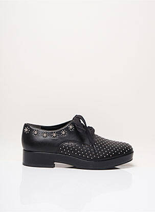Derbies tissage satiné talon plat jusqu'à 3cm noir WHAT FOR femme