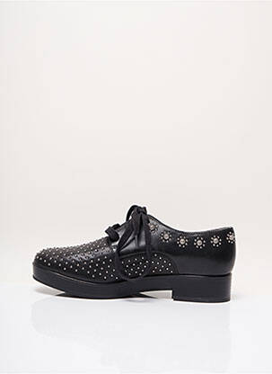 Derbies tissage satiné talon plat jusqu'à 3cm noir WHAT FOR femme