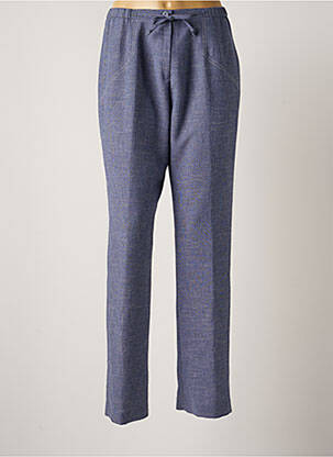 Pantalon droit fermeture zippée sous rabat boutonné taille normale bleu JEAN DELFIN femme