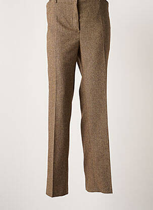 Pantalon droit fermeture zippée sous rabat boutonné taille normale beige TONI femme