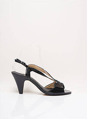Sandales/nu pieds tissage satiné talon de 7 à 9cm noir SWEET femme