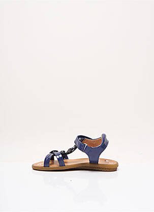 Sandales/nu pieds tissage vernis bout ouvert bleu NOËL fille