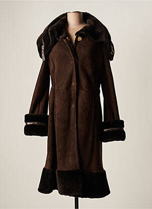 Manteau long fermeture pressionnée sans capuche marron ESCADA femme