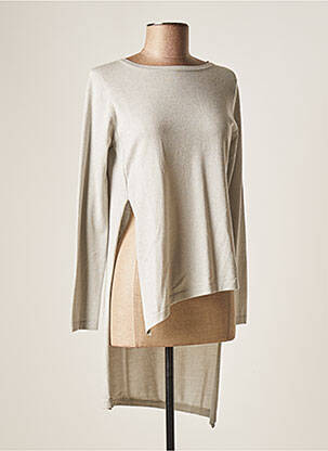 Pull tunique col bateau manches longues gris GRAN SASSO femme
