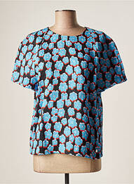 Blouse imprimé fleurs manches courtes bleu LANVIN femme
