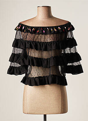 Blouse légère et transparente manches 3/4 noir RED VALENTINO femme