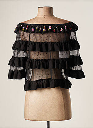 Blouse légère et transparente manches 3/4 noir RED VALENTINO femme