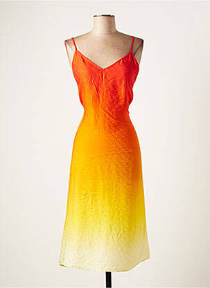 Robe mi-longue coupe fluide fines bretelles orange CASABLANCA femme