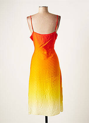 Robe mi-longue coupe fluide fines bretelles orange CASABLANCA femme