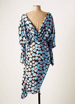 Robe mi-longue imprimé fleurs manches longues bleu LANVIN femme