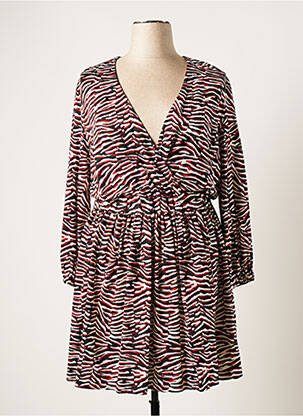 Robe mi-longue imprimé fantaisie manches longues rouge JUST CAVALLI femme